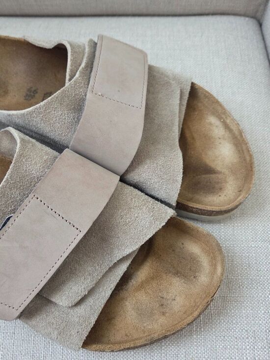 Birkenstock Kyoto Nubuck Suede Sandals Mens Size EU 46 US 13 - 13.5 Gray Slip On main image 7